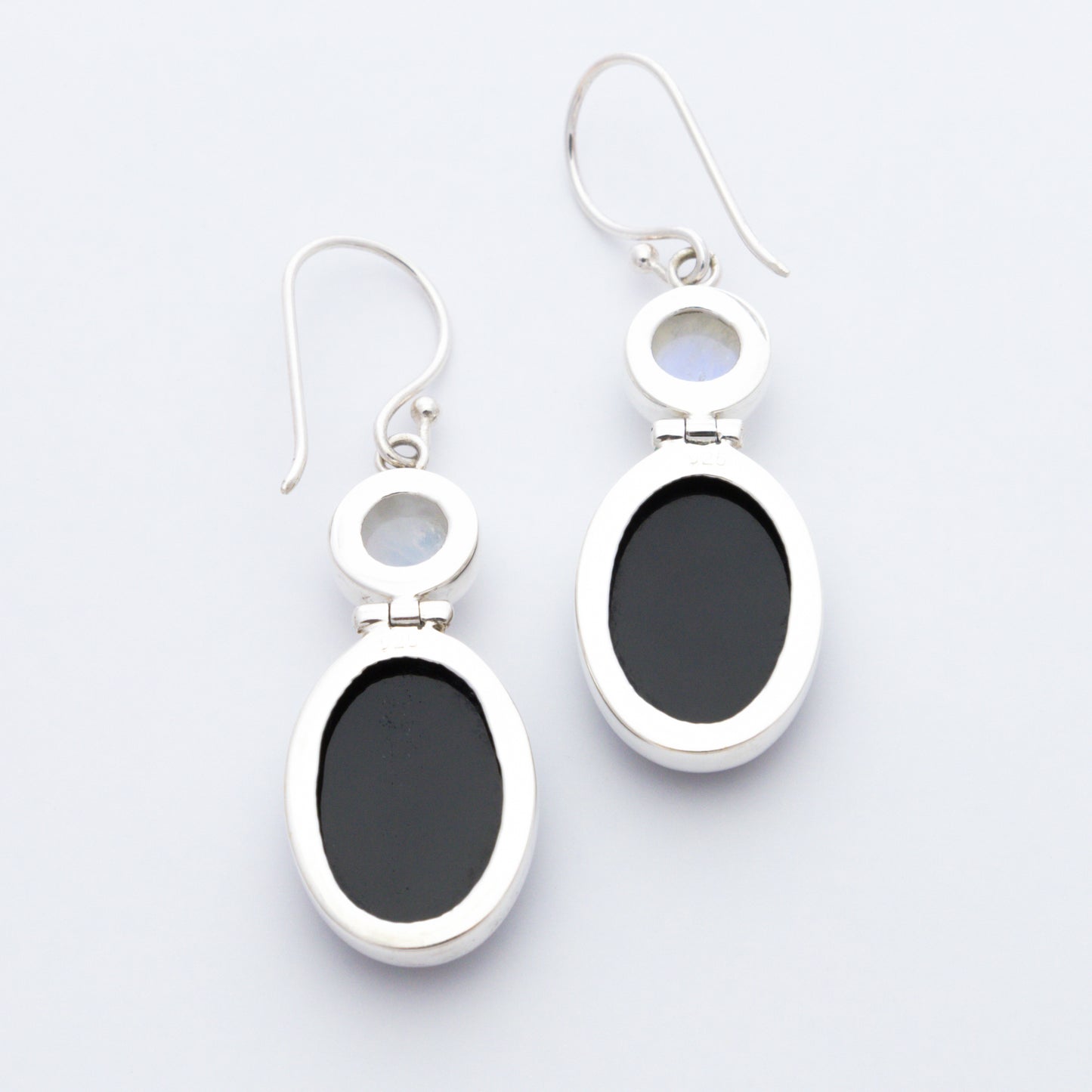 Rainbow Moonstone and Black Onyx Earrings