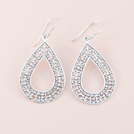 Sterling Silver Filigree Teardrop Earrings - The Silver Alchemist