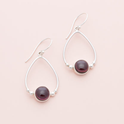 Sterling Silver Garnet Gemstone Teardrop Earrings - The Silver Alchemist