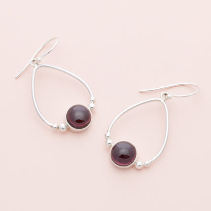 Sterling Silver Garnet Gemstone Teardrop Earrings - The Silver Alchemist