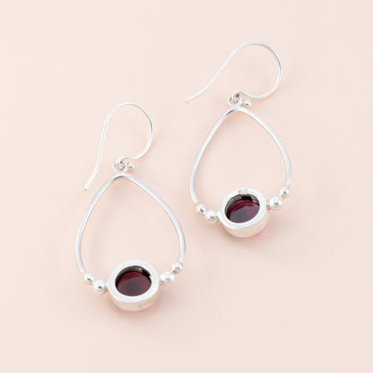 Garnet Gemstone Teardrop Earrings