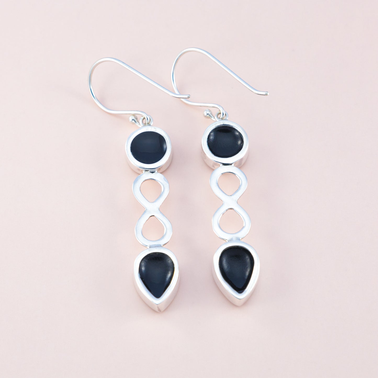 LAST PAIR - Black Shell Infinity Earrings