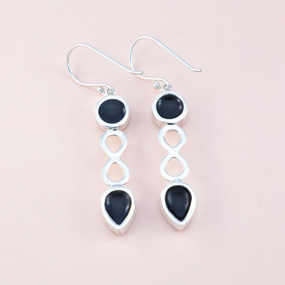 LAST PAIR - Black Shell Infinity Earrings