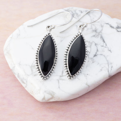 Sterling Silver Black Shell Dot Earrings - The Silver Alchemist