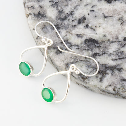 Sterling Silver Green Onyx Teardrop Earrings - The Silver Alchemist