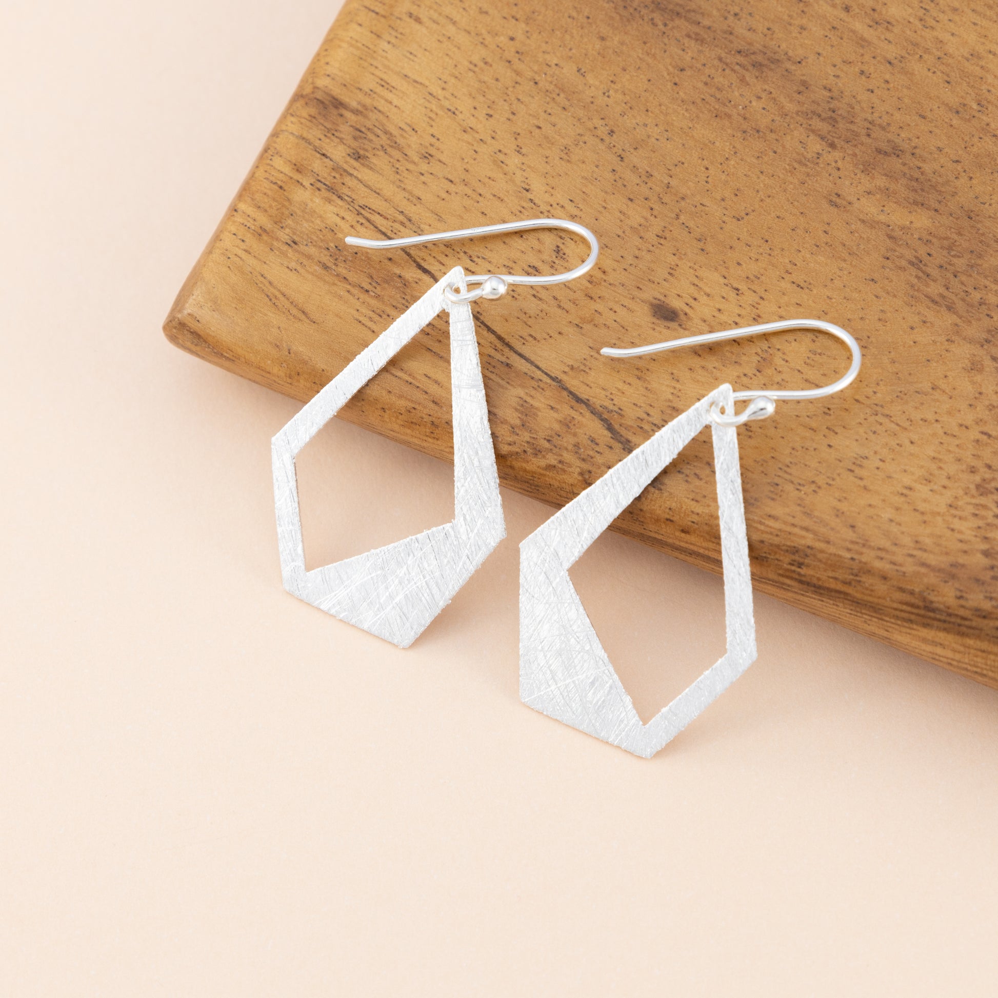 Sterling Silver Abstract Geometric Matte Earrings - The Silver Alchemist