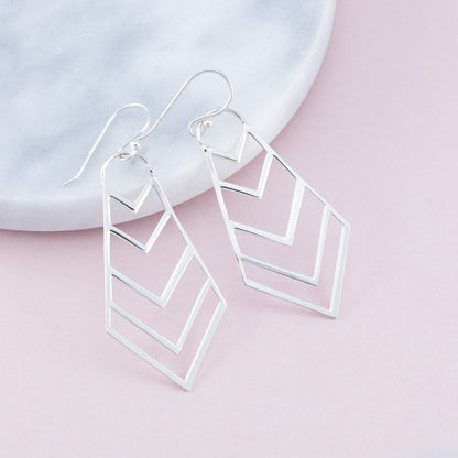 Sterling Silver Chevron Dangle Earrings - The Silver Alchemist