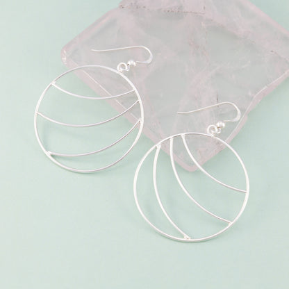 Sterling Silver Striped Planet Hoop Earrings - The Silver Alchemist