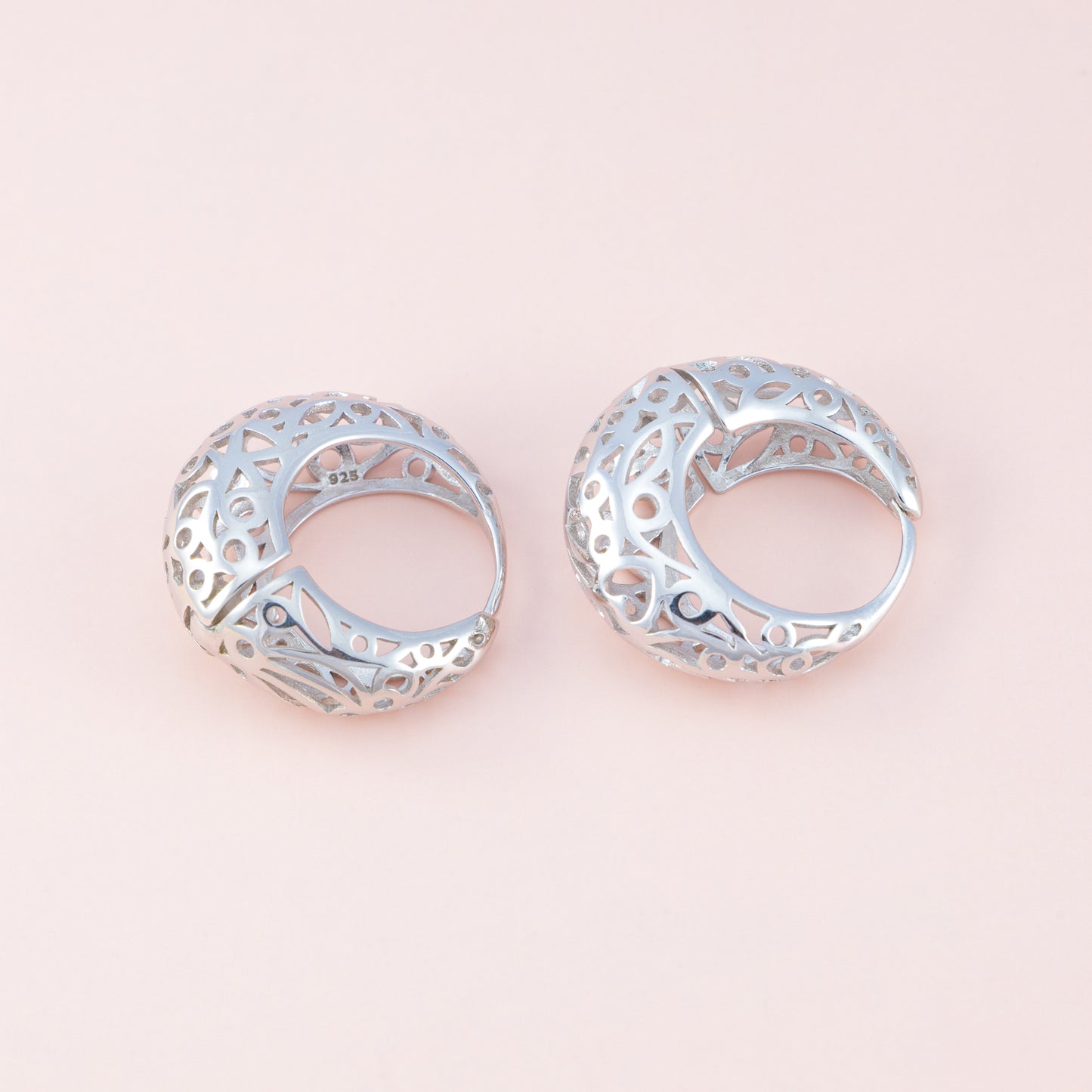 Sterling Silver Hollow Filigree Hoops - The Silver Alchemist