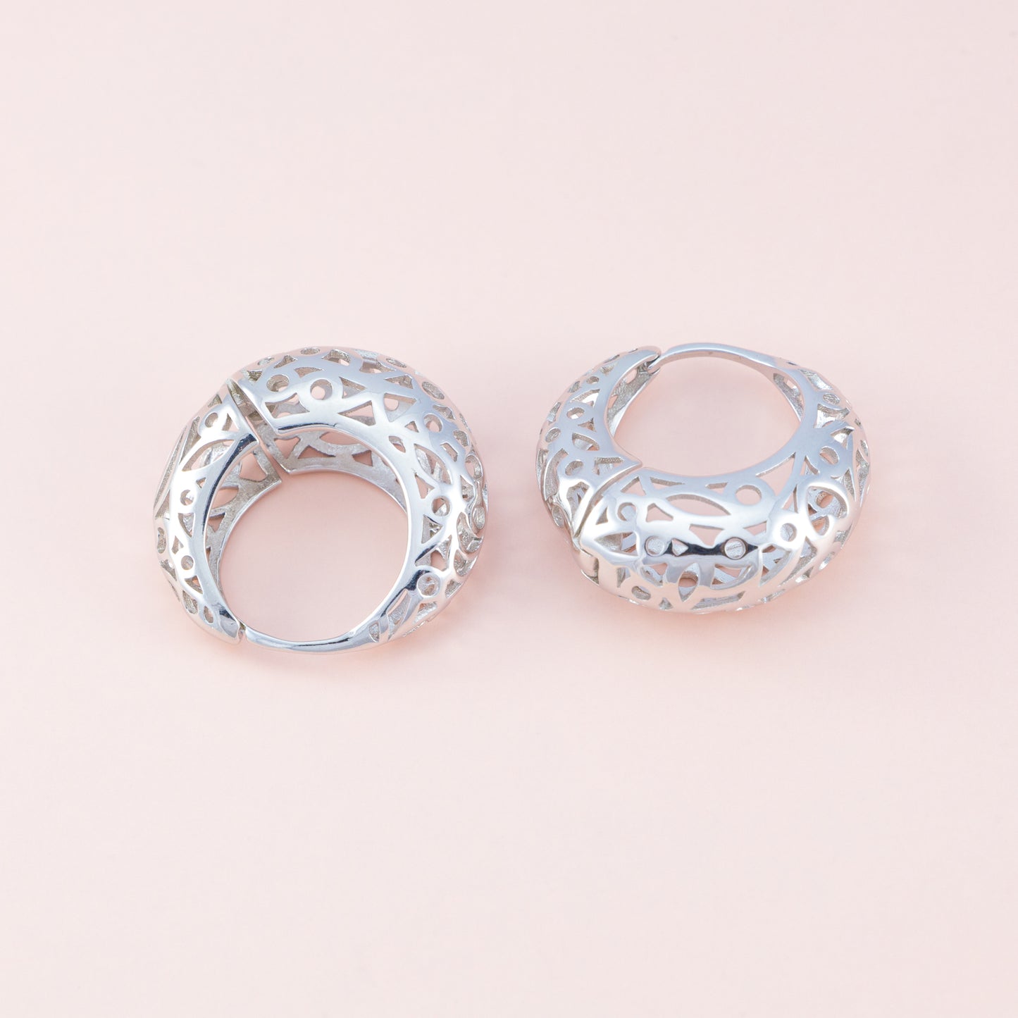 Sterling Silver Hollow Filigree Hoops - The Silver Alchemist