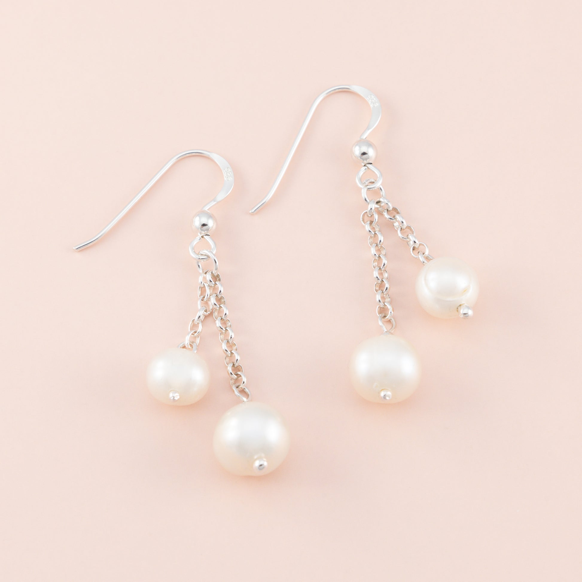 Sterling Silver Pearl and Chain Earrings - The Silver Alchemist