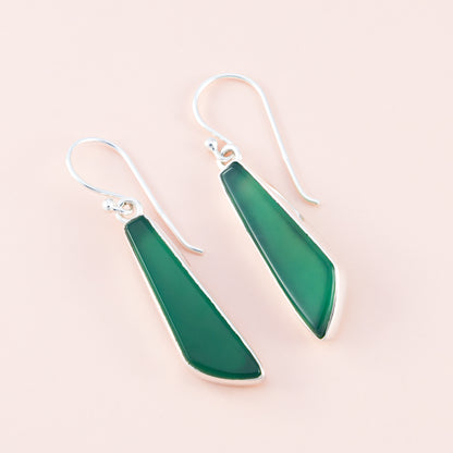 Sterling Silver Green Onyx Drop Earrings - The Silver Alchemist