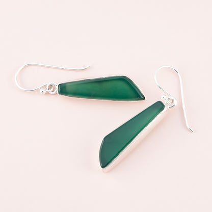 Sterling Silver Green Onyx Drop Earrings - The Silver Alchemist