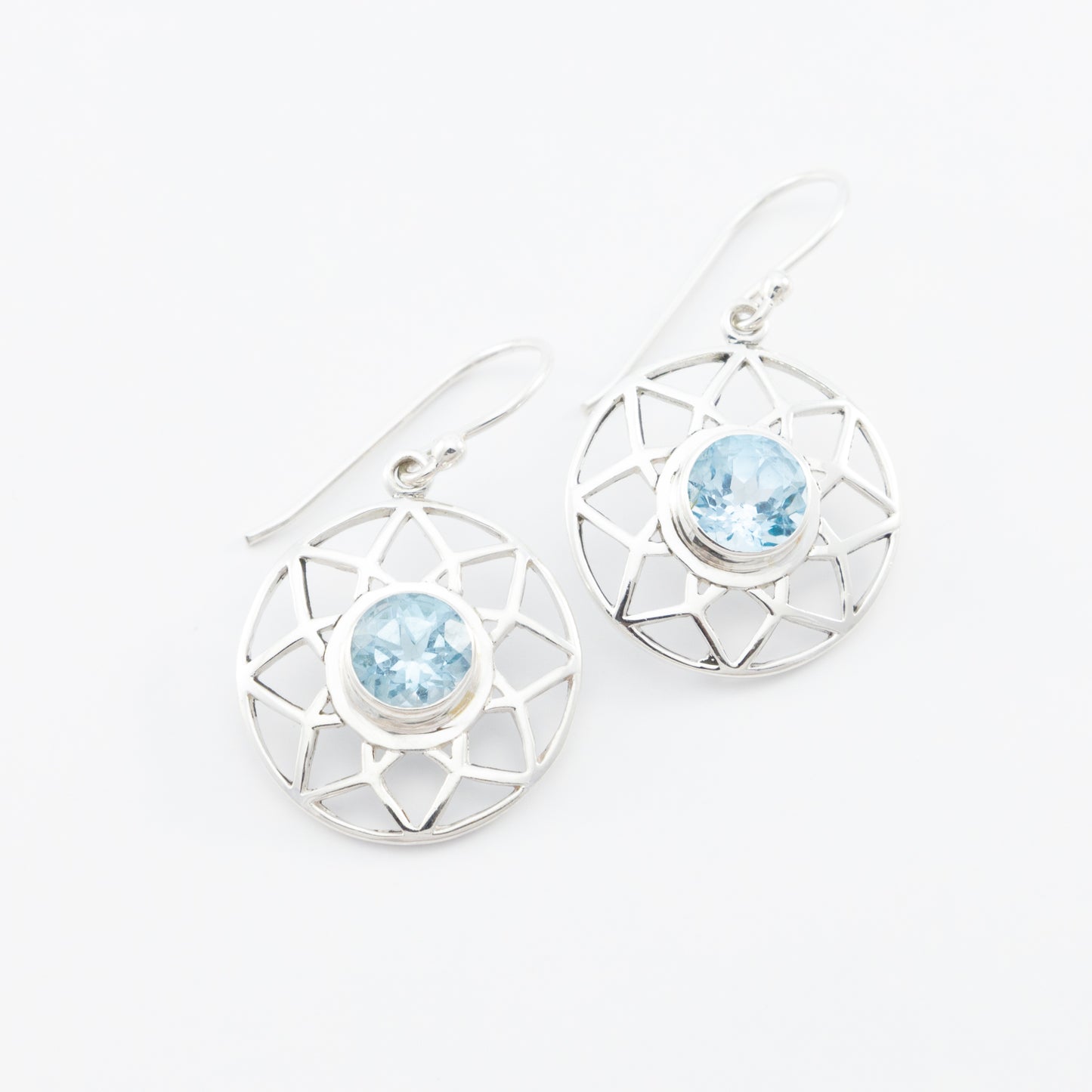 Sterling Silver Blue Topaz Flower Earrings - The Silver Alchemist