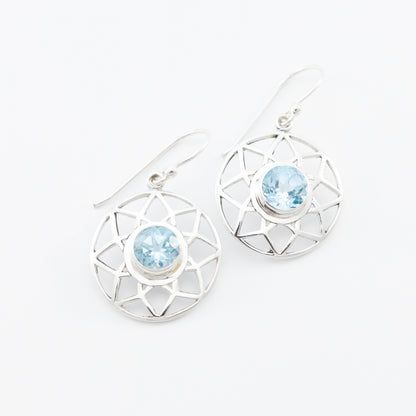 Sterling Silver Blue Topaz Flower Earrings - The Silver Alchemist