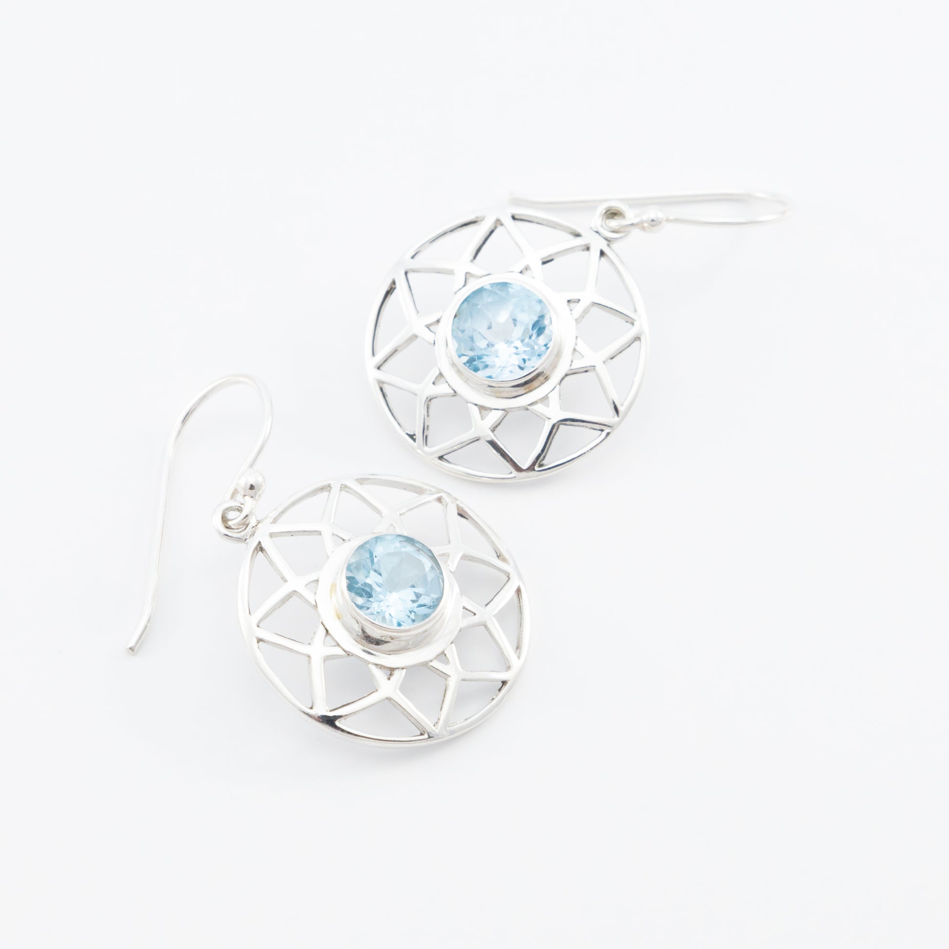 Sterling Silver Blue Topaz Flower Earrings - The Silver Alchemist