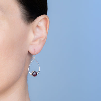 Sterling Silver Garnet Gemstone Teardrop Earrings - The Silver Alchemist