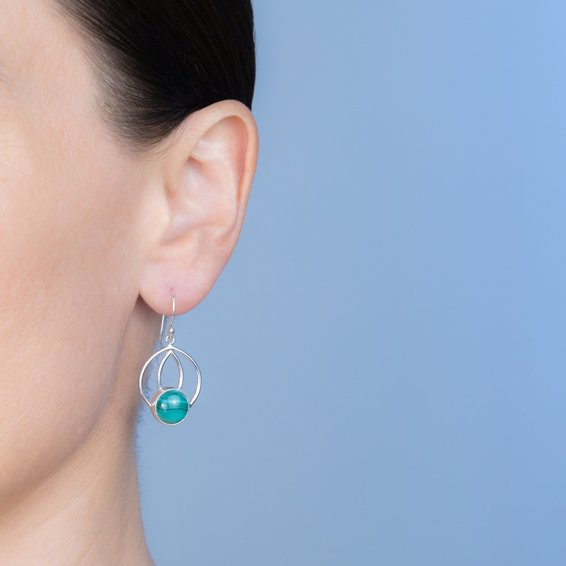 Sterling Silver Malachite Gemstone Drop Earrings - The Silver Alchemist