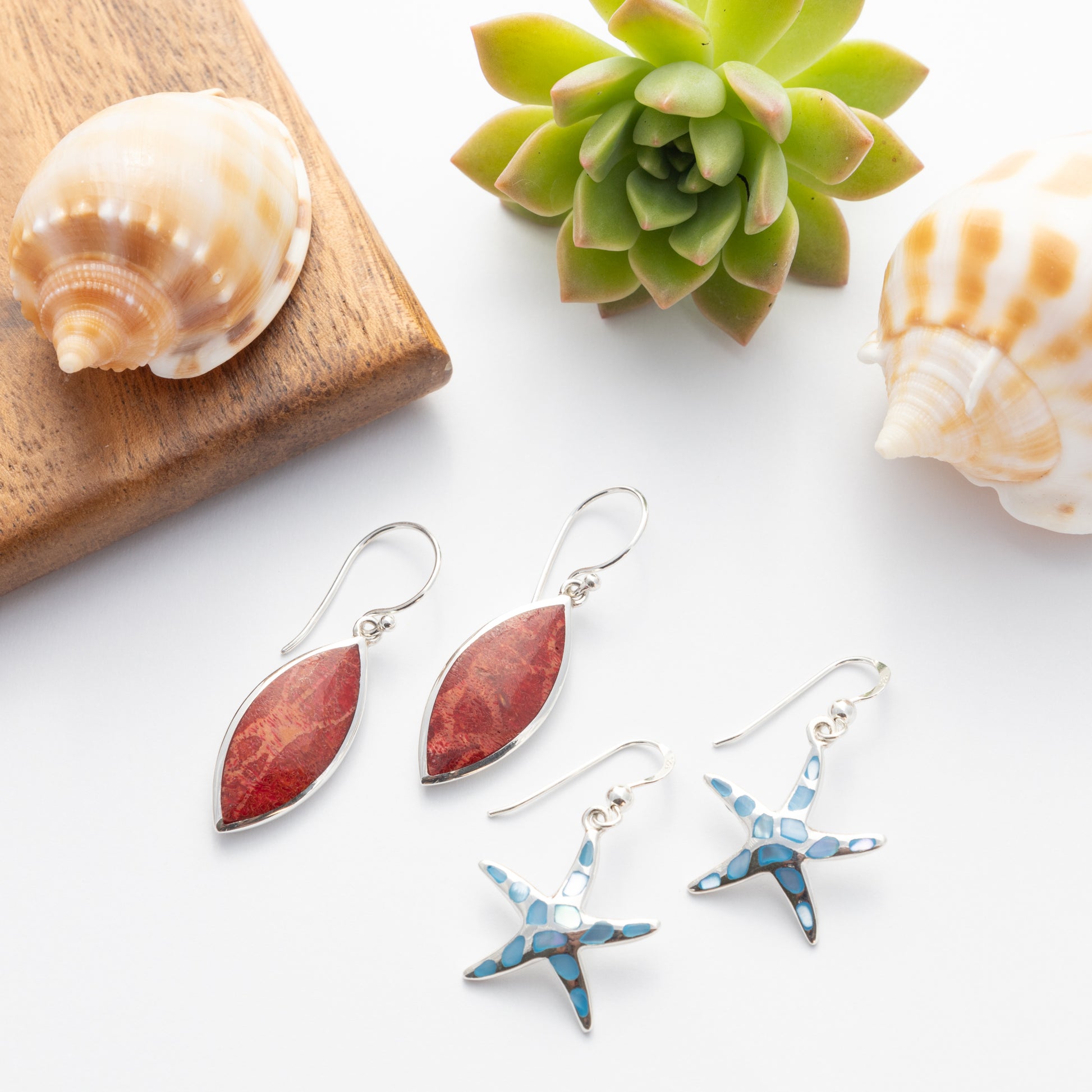 Sterling Silver Blue Starfish Earrings - The Silver Alchemist