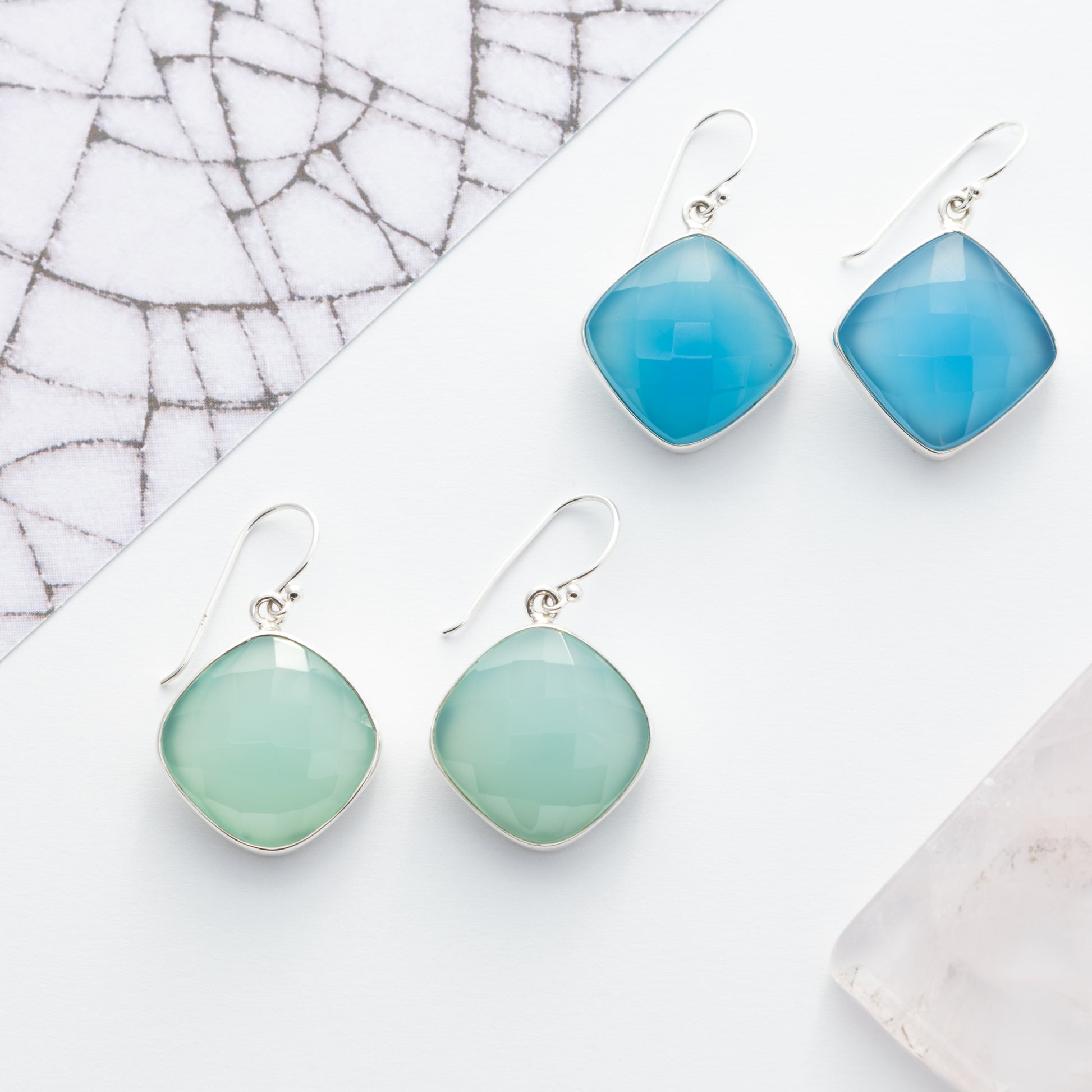 Sterling Silver Blue Chalcedony Gemstone Earrings - The Silver Alchemist