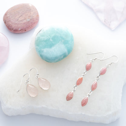 Sterling Silver Rose Quartz Earrings - The Silver Alchemist