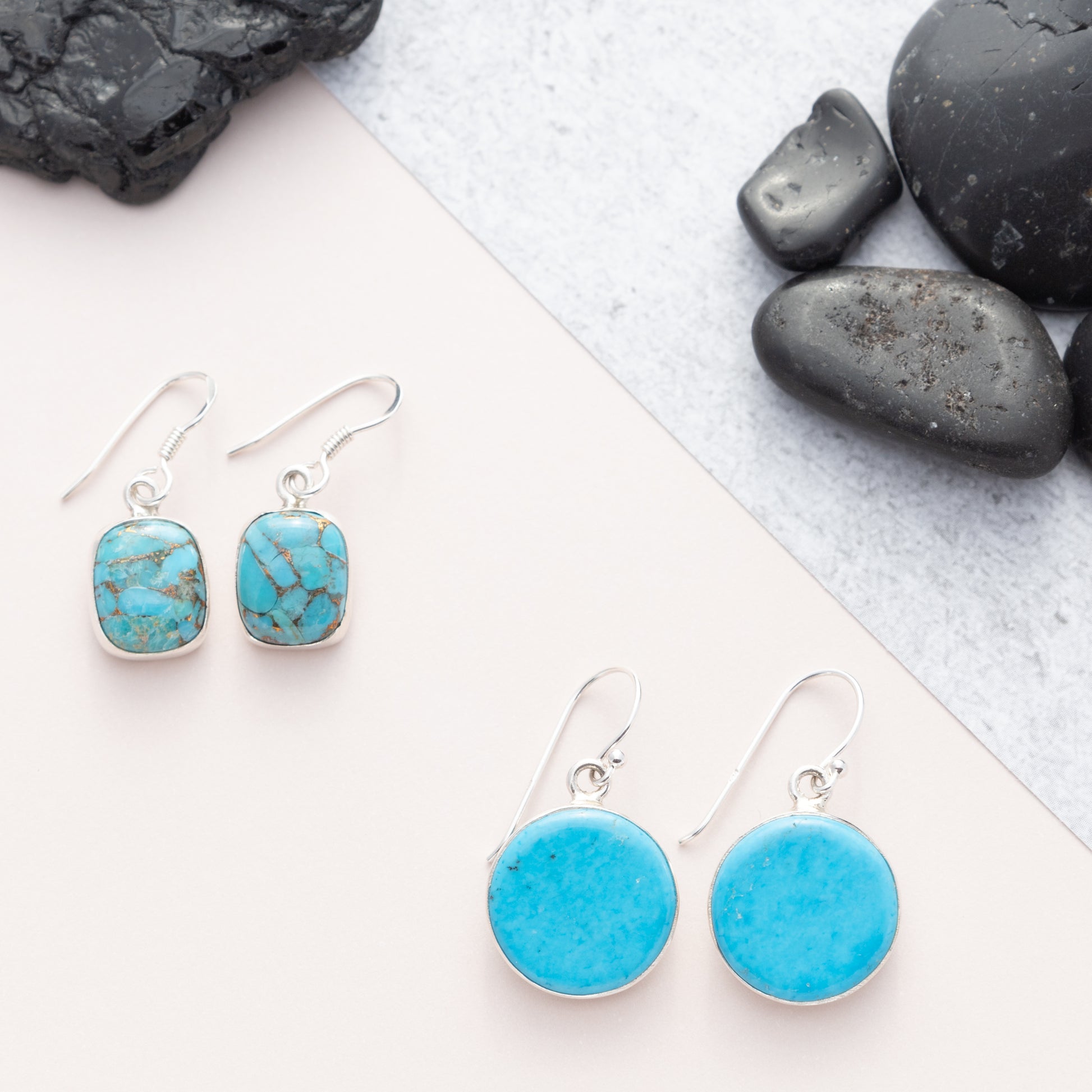 Sterling Silver Turquoise Gemstone Dangle Earrings - The Silver Alchemist