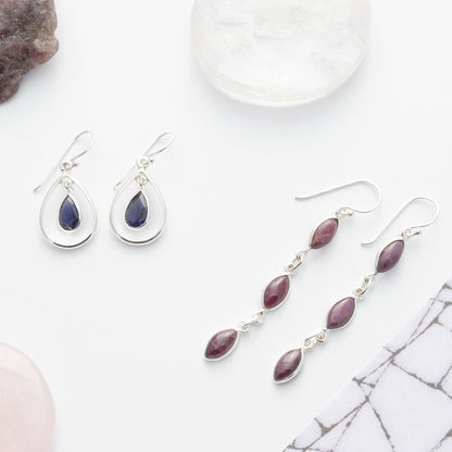 Sterling Silver Iolite Water Drop Dangle Earrings - The Silver Alchemist