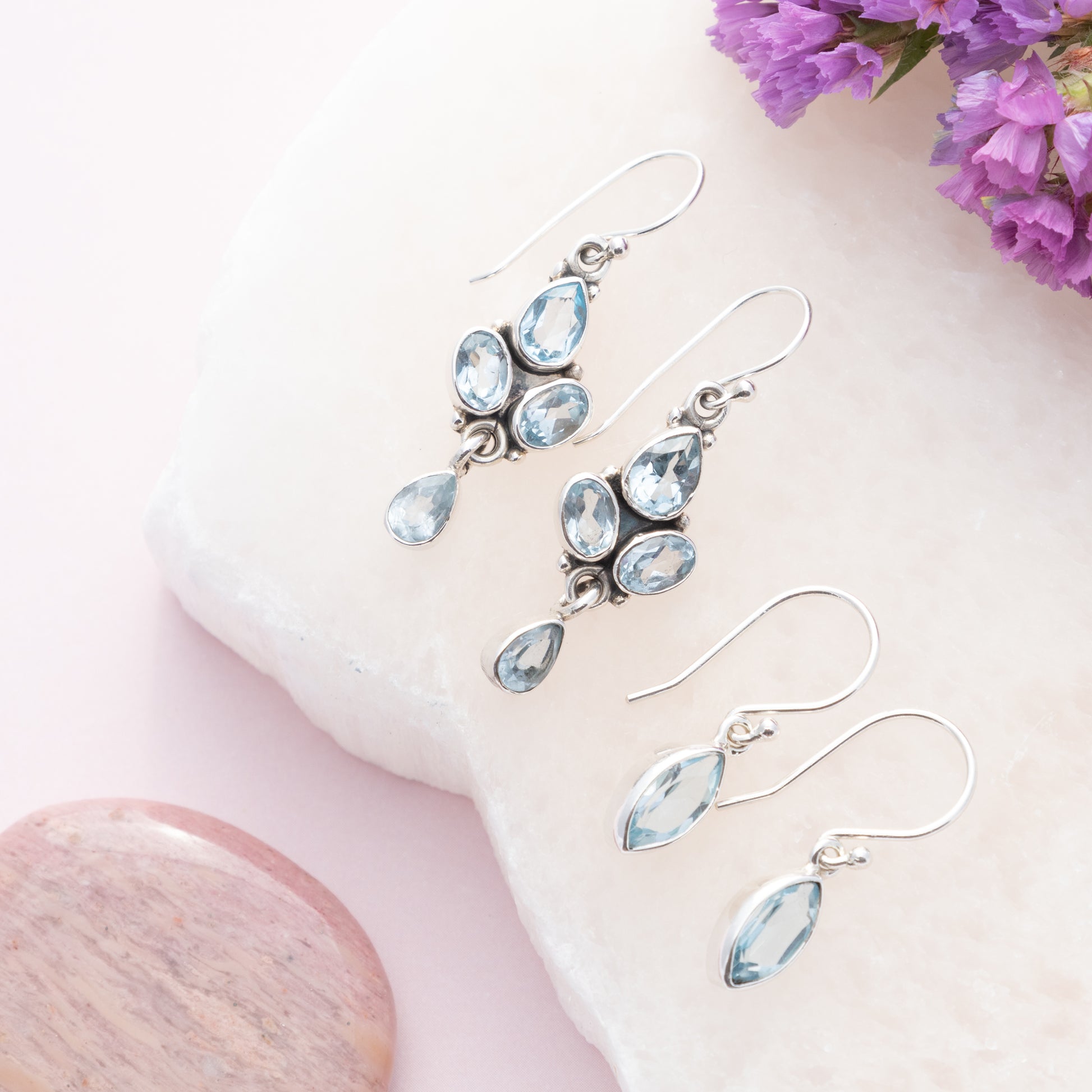 Sterling Silver Blue Topaz Dangle Earrings - The Silver Alchemist