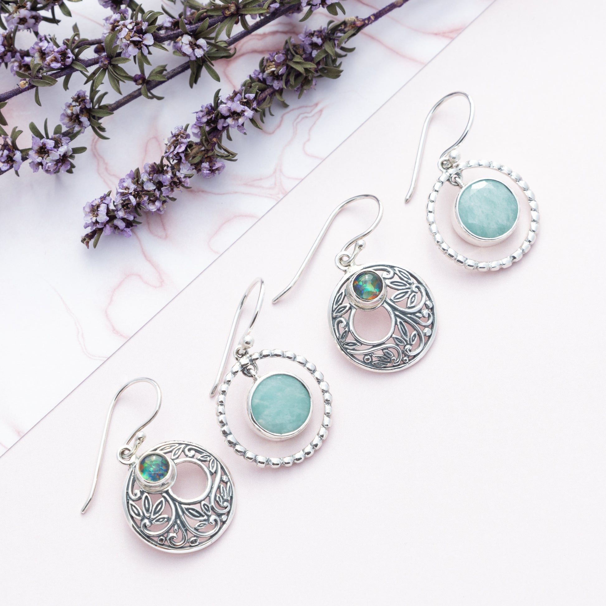 Sterling Silver Amazonite Gemstone Dangle Earrings - The Silver Alchemist