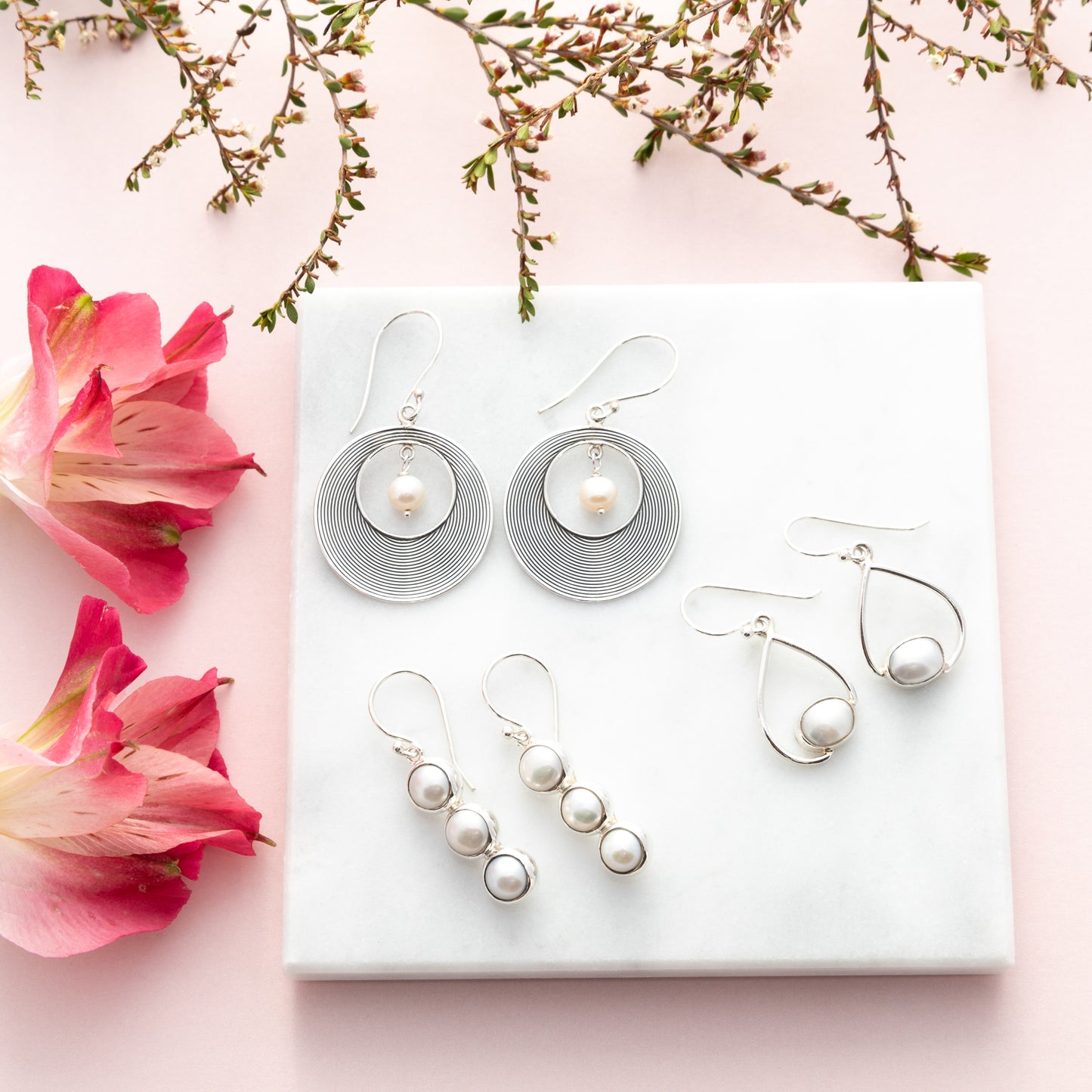 Sterling Silver Water Drop Pearl Earrings - The Silver Alchemist