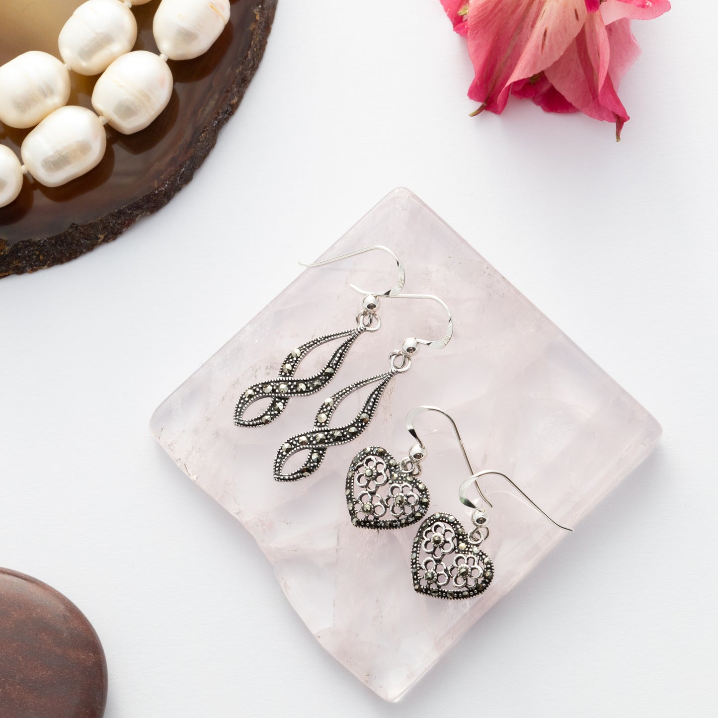 Sterling Silver Infinity Marcasite Earrings - The Silver Alchemist