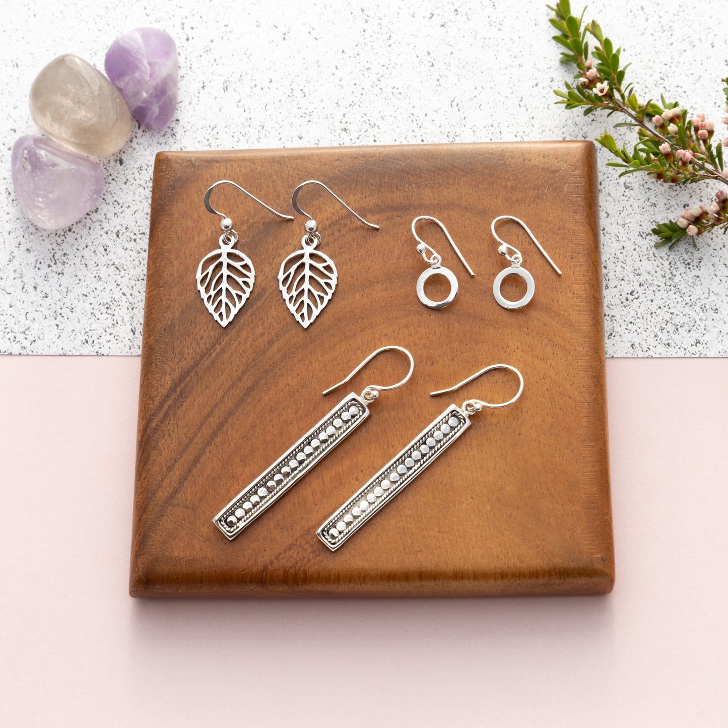 Sterling Silver Rectangular Drop Earrings - The Silver Alchemist