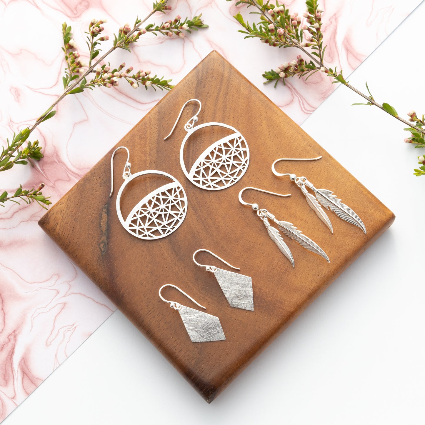 Sterling Silver Delicate Abstract Matte Earrings - The Silver Alchemist