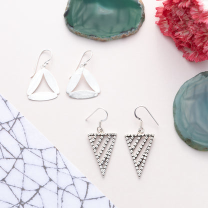 Sterling Silver Triangle Dangle Earrings - The Silver Alchemist