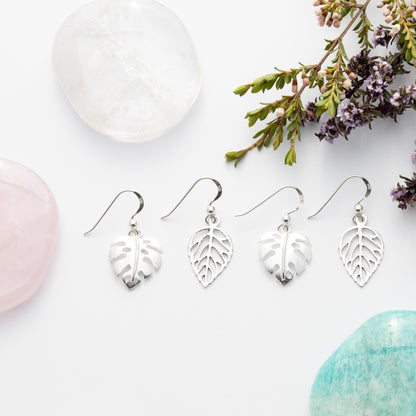 Smooth Leaf Silver Earrings