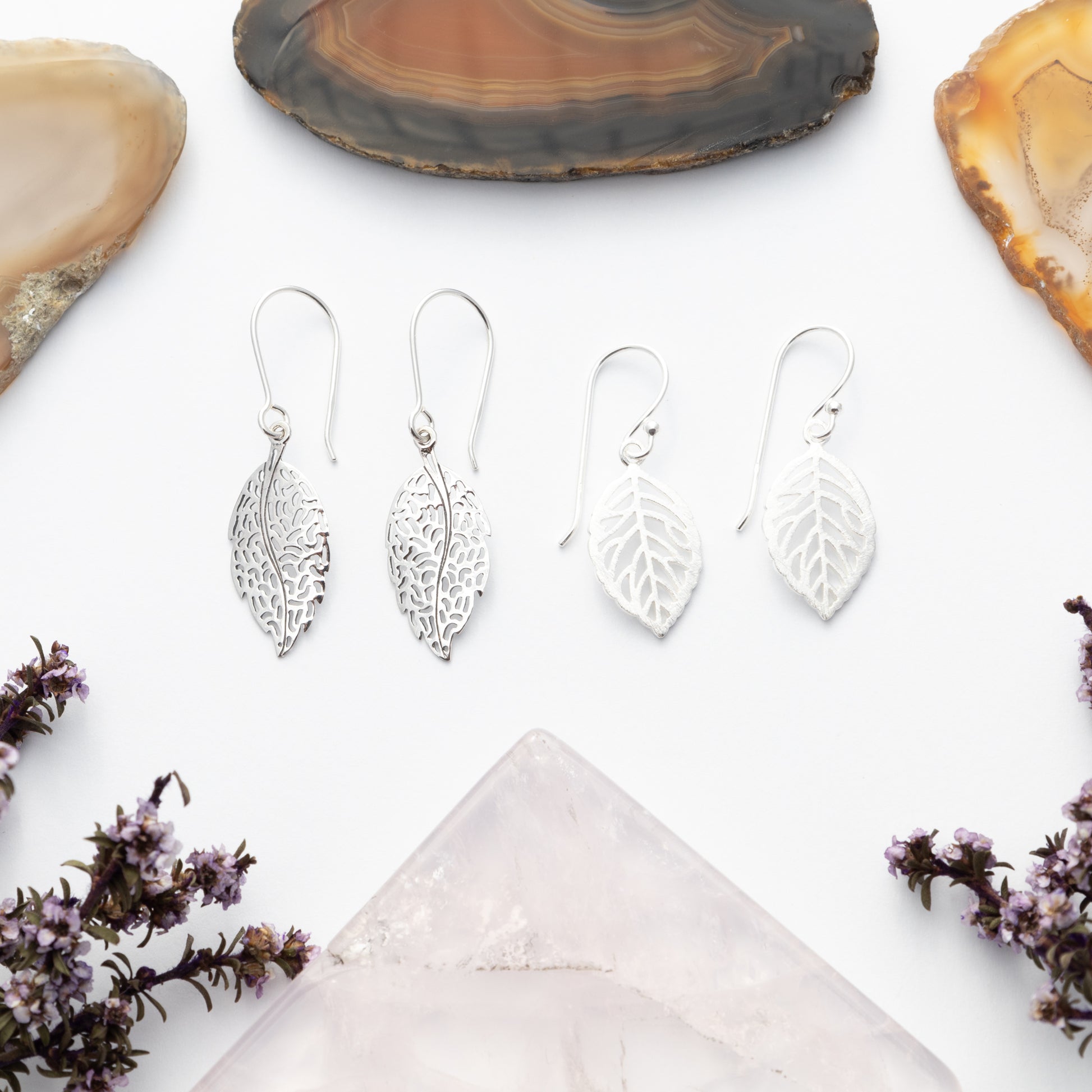 Sterling Silver Matte Leaf Earrings - The Silver Alchemist