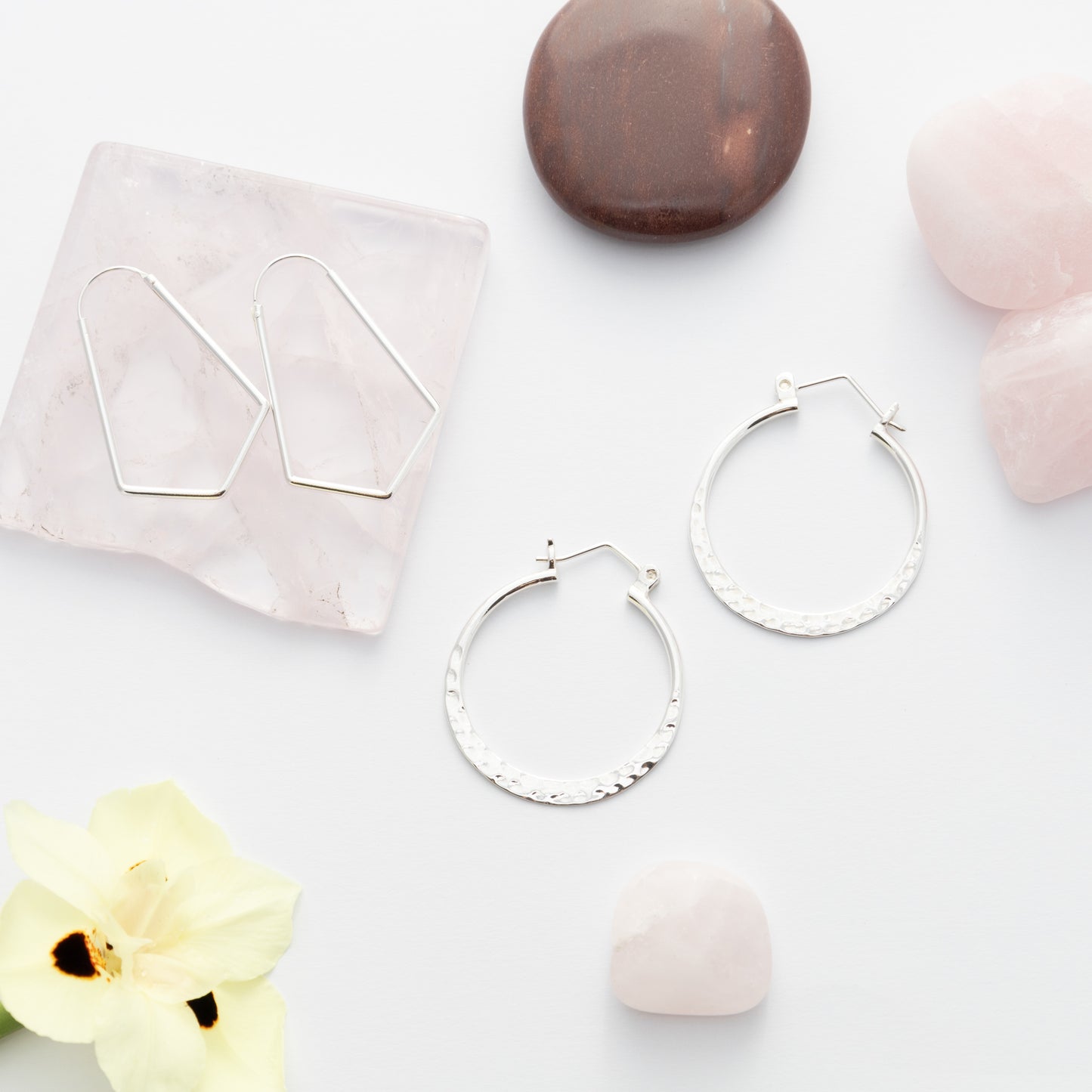 Sterling Silver Half Hammered Hoops - The Silver Alchemist