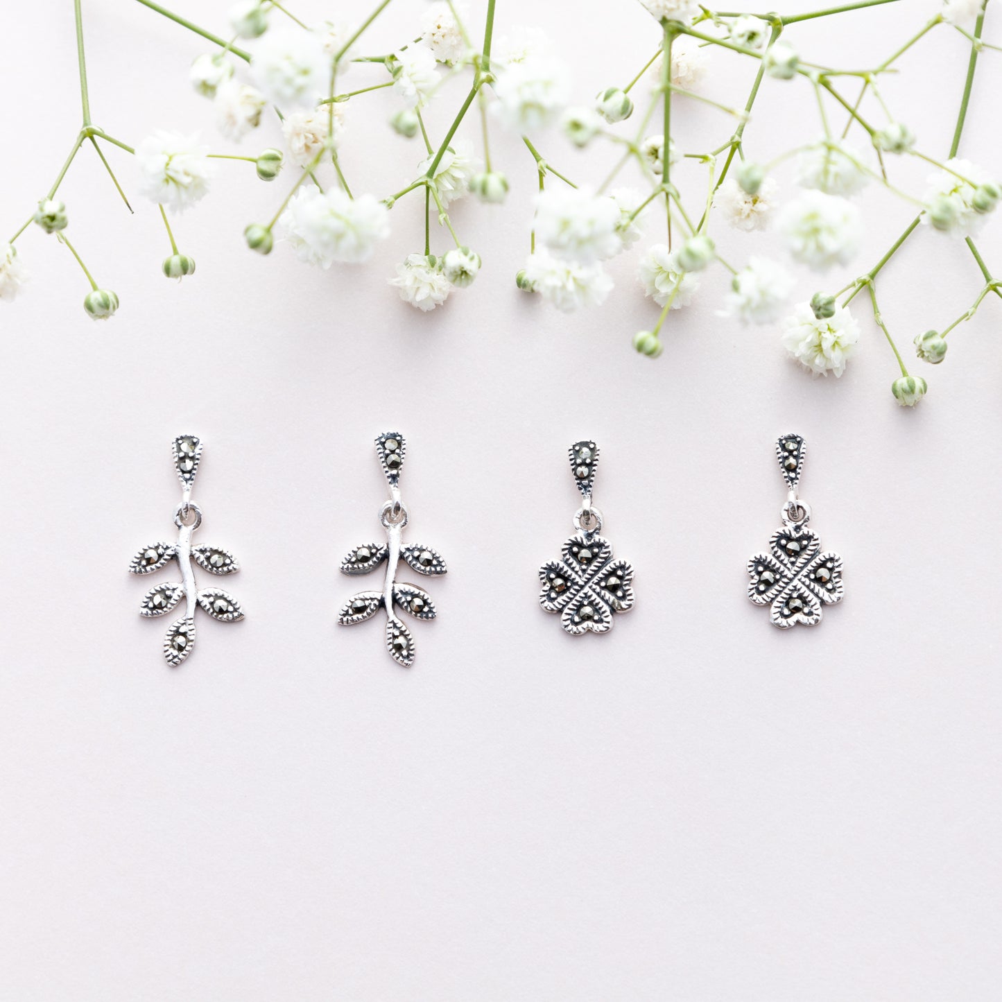 Sterling Silver Leaf and Branch Marcasite Earrings - The Silver Alchemist