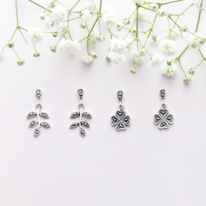 Sterling Silver Leaf and Branch Marcasite Earrings - The Silver Alchemist