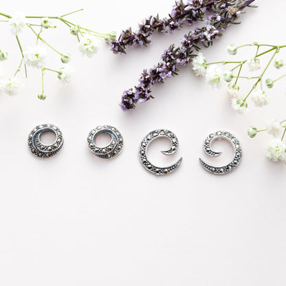 Sterling Silver Spiral Marcasite Studs - The Silver Alchemist