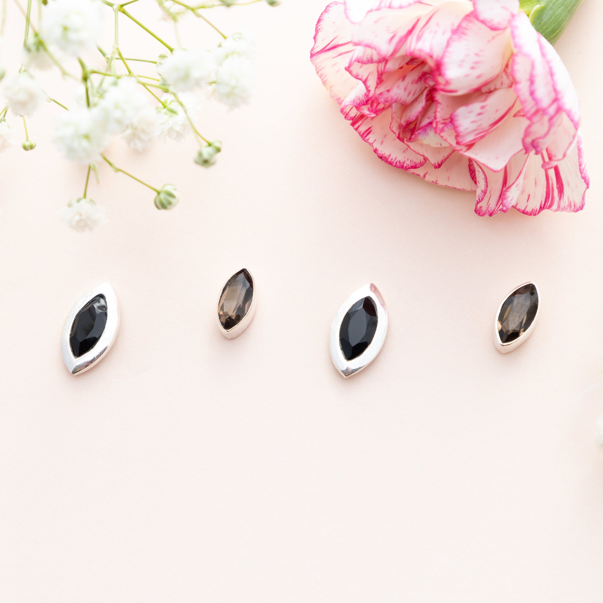 Sterling Silver Smoky Quartz Studs - The Silver Alchemist