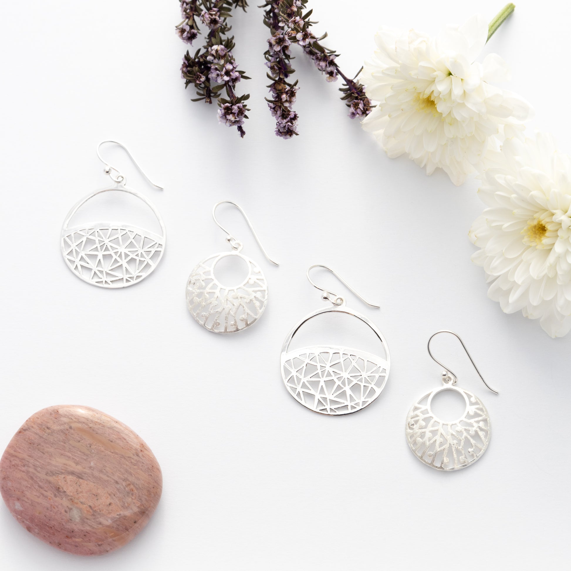 Sterling Silver Scattered Crescent Earrings - The Silver Alchemist