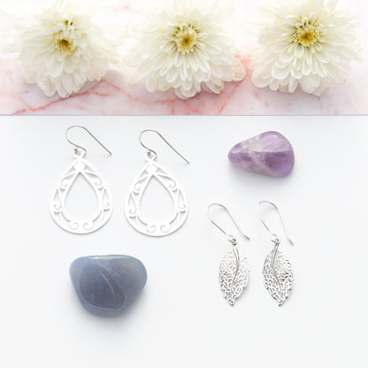 Sterling Silver Intricate Leaf Earrings - The Silver Alchemist