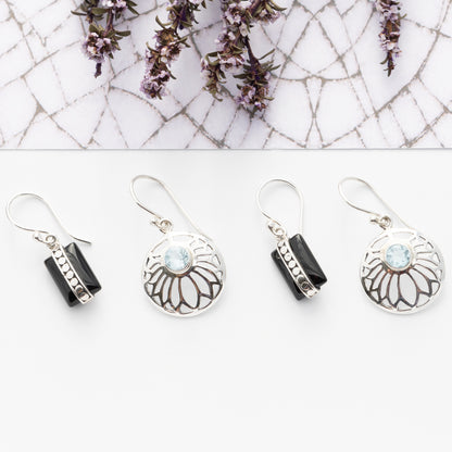 Sterling Silver Black Onyx Dangle 
Earrings - The Silver Alchemist