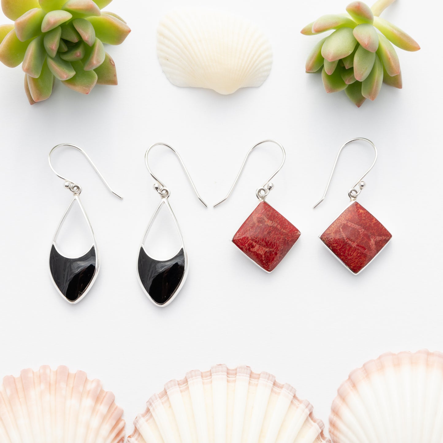 Sterling Silver Black Shell Teardrop Earrings - The Silver Alchemist