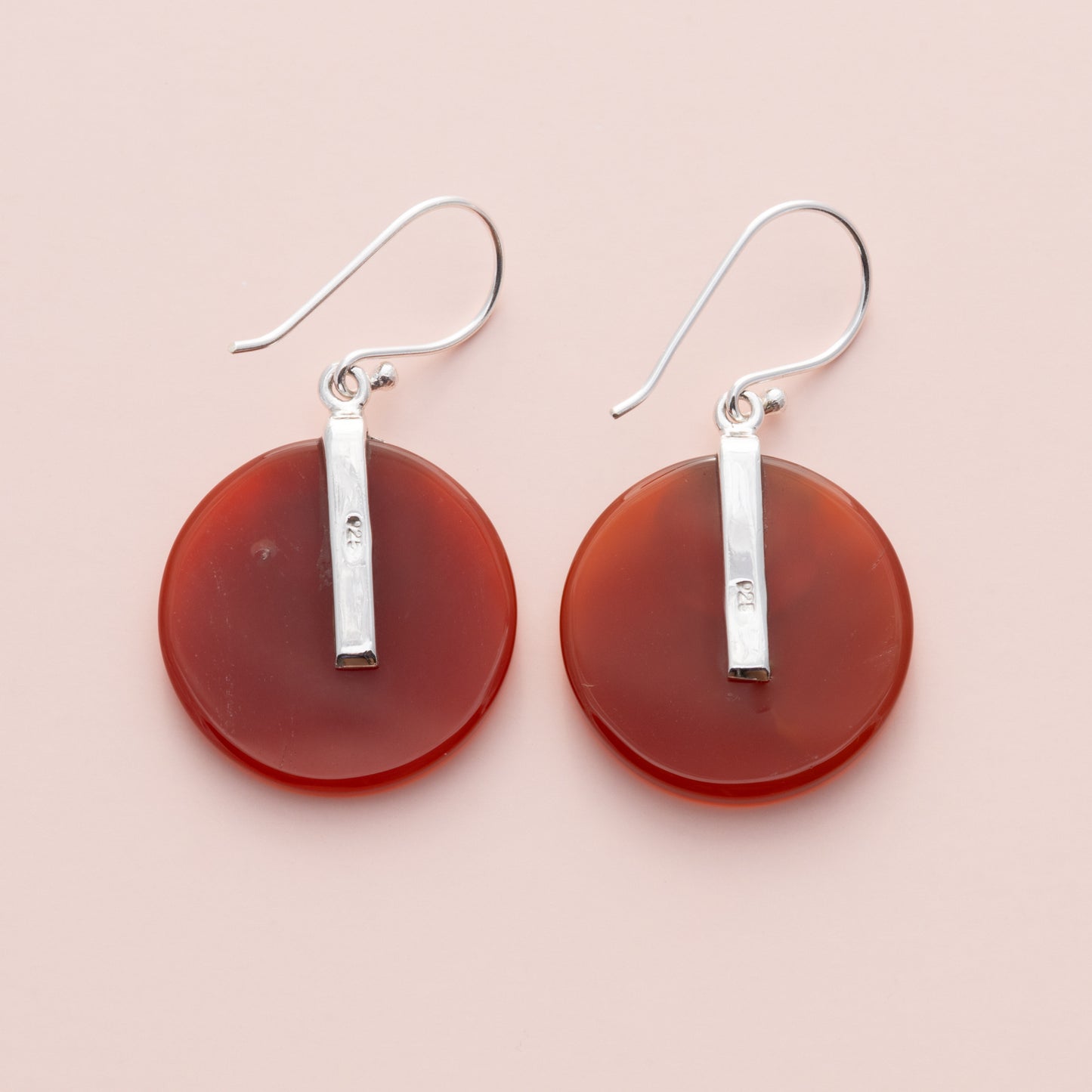 Carnelian Solid Circle Earrings