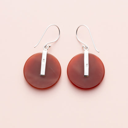 Carnelian Solid Circle Earrings