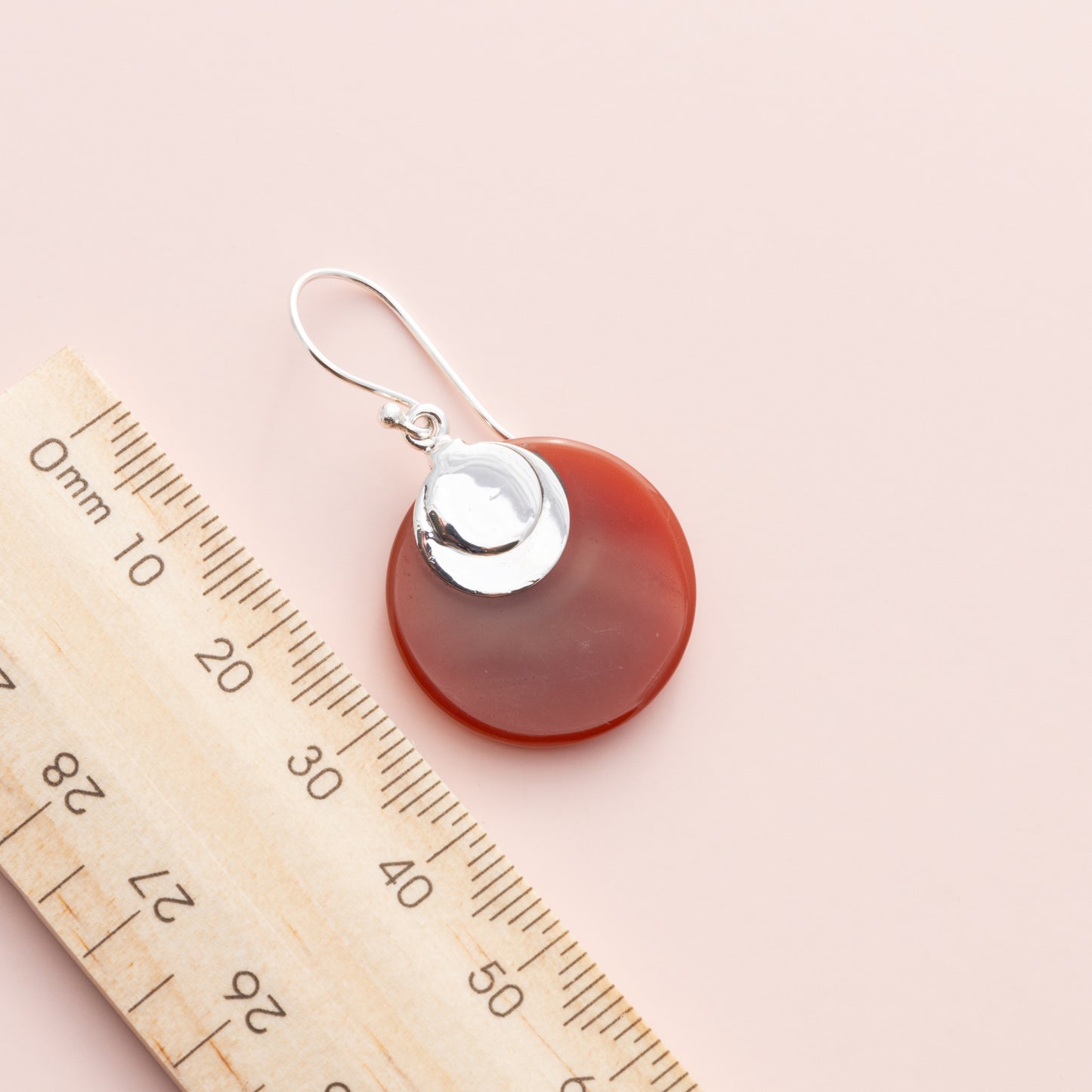 Carnelian Solid Circle Earrings