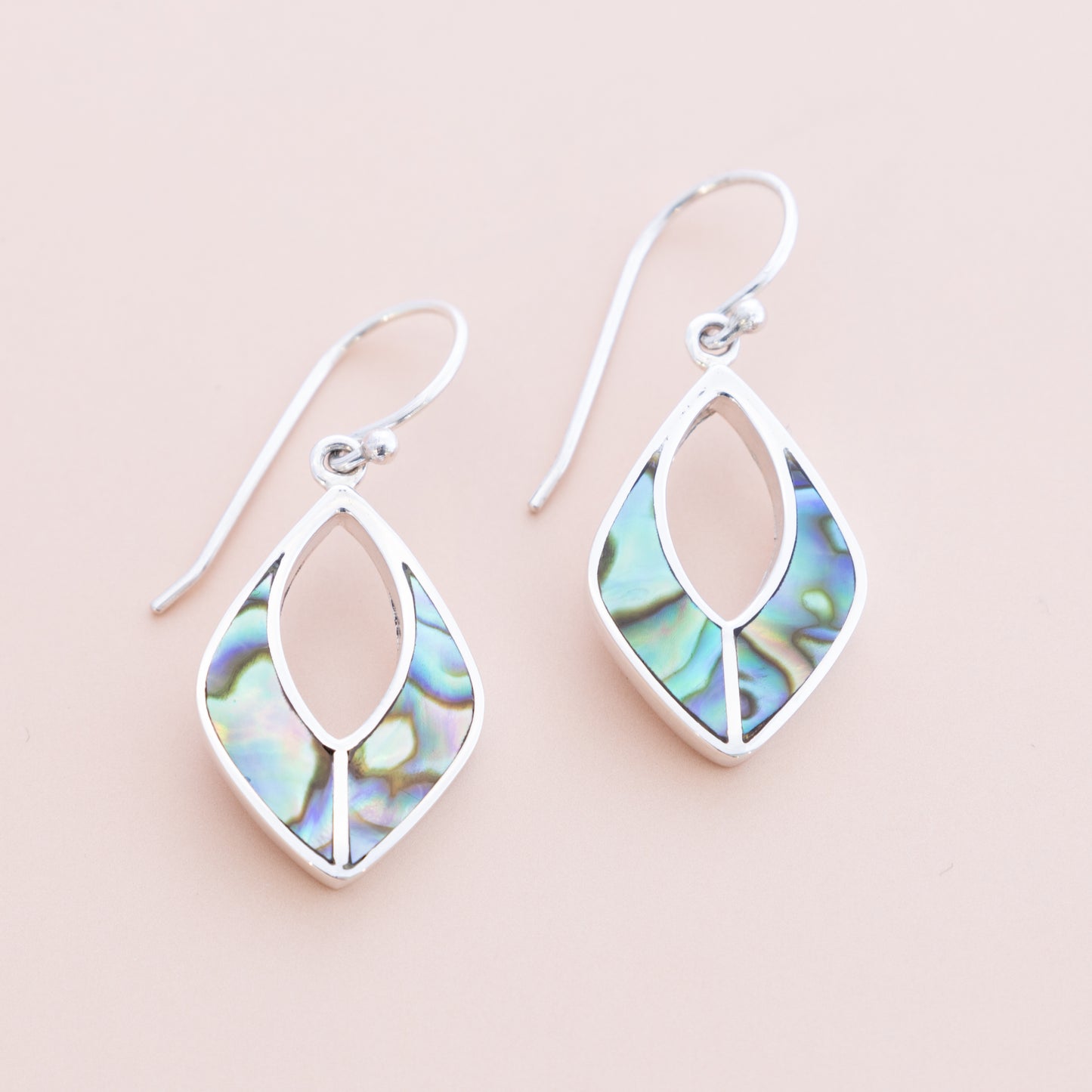 Sterling Silver Paua Shell Abstract Earrings - The Silver Alchemist