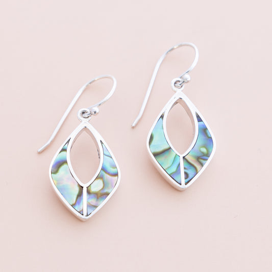 Sterling Silver Paua Shell Abstract Earrings - The Silver Alchemist